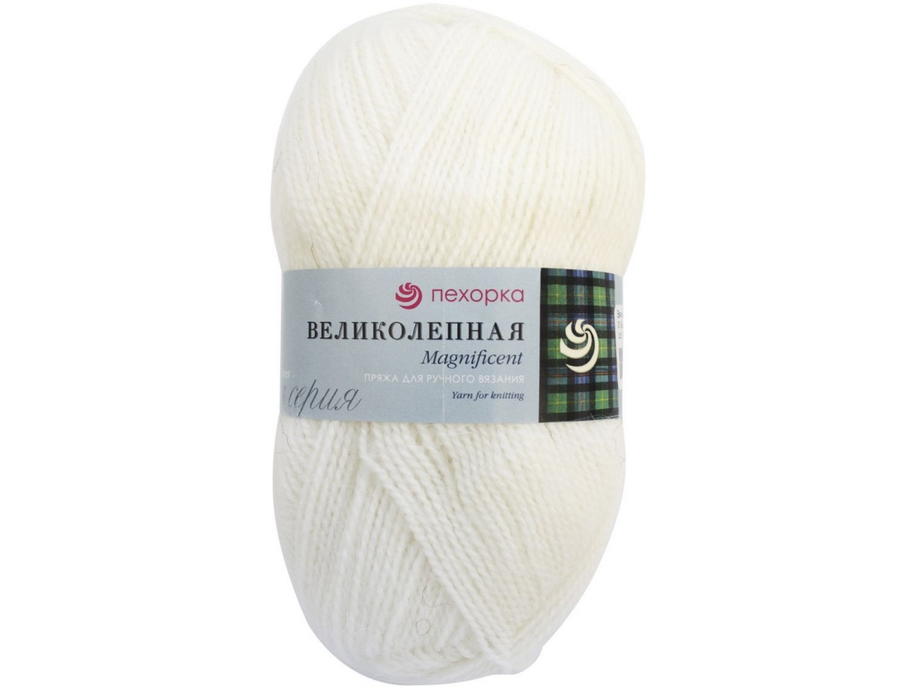 Пряжа Великолепная Белый 01 акр70% анг30% 100г