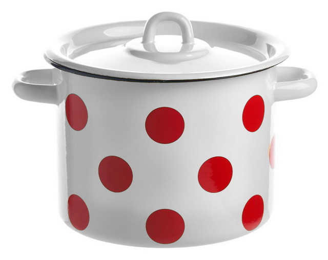 Кастрюля 9,0л цилиндрическая Красный горох с петлей С1622*79 *2