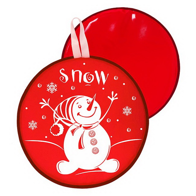 Санки-ледянки с принтом 34,5см красный М12117 *50