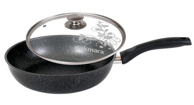 Сковорода 240/60мм с ручкой и крышкой антипригарное покрытие(темный мрамор) смт24603а *4