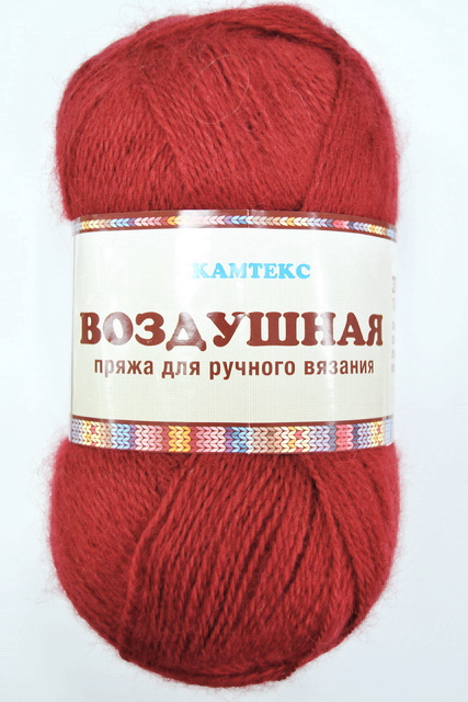 Пряжа Воздушная брусника мер/шер/акрил 100гр 370м 088