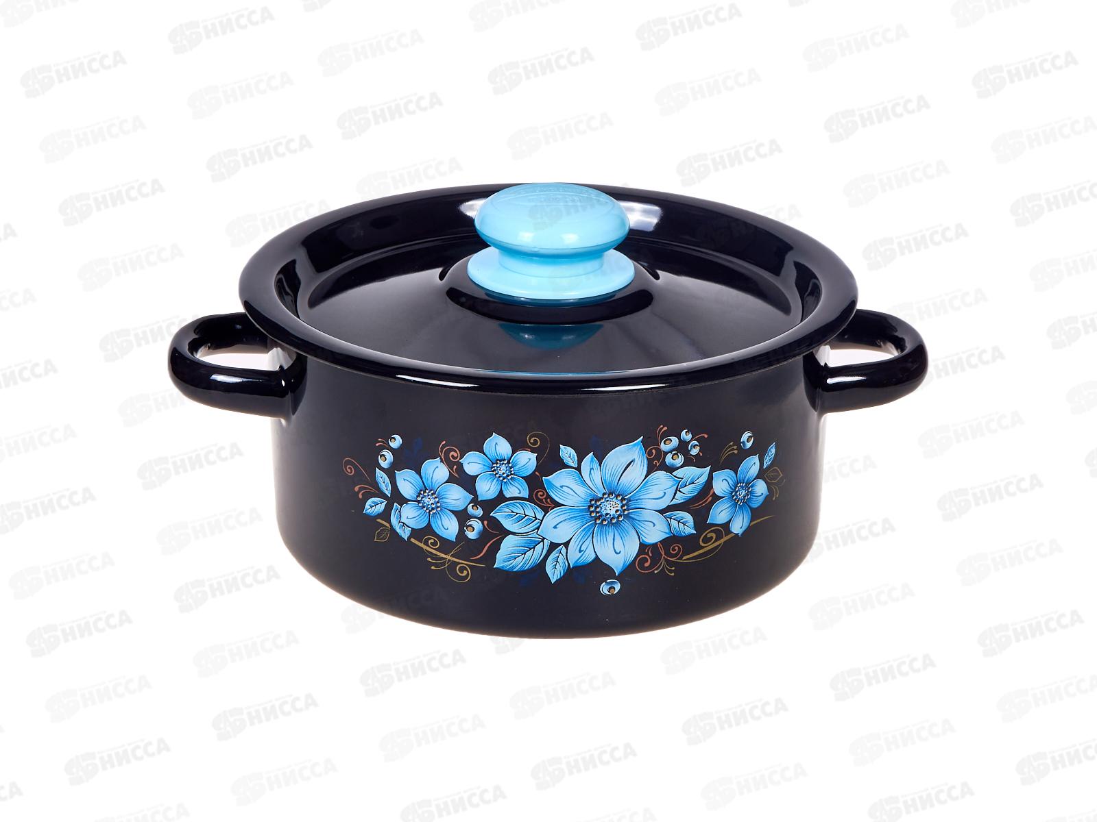 Кастрюля 2,0л цилиндрическая декорированная черная с пластмассовой кнопкой С1610.36 *8