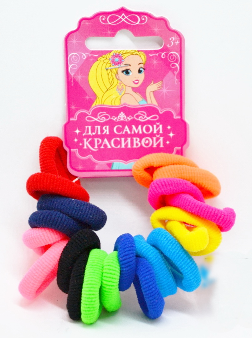 Резинка  для волос "Махрушка" 20шт радужные микс 3000169 *6