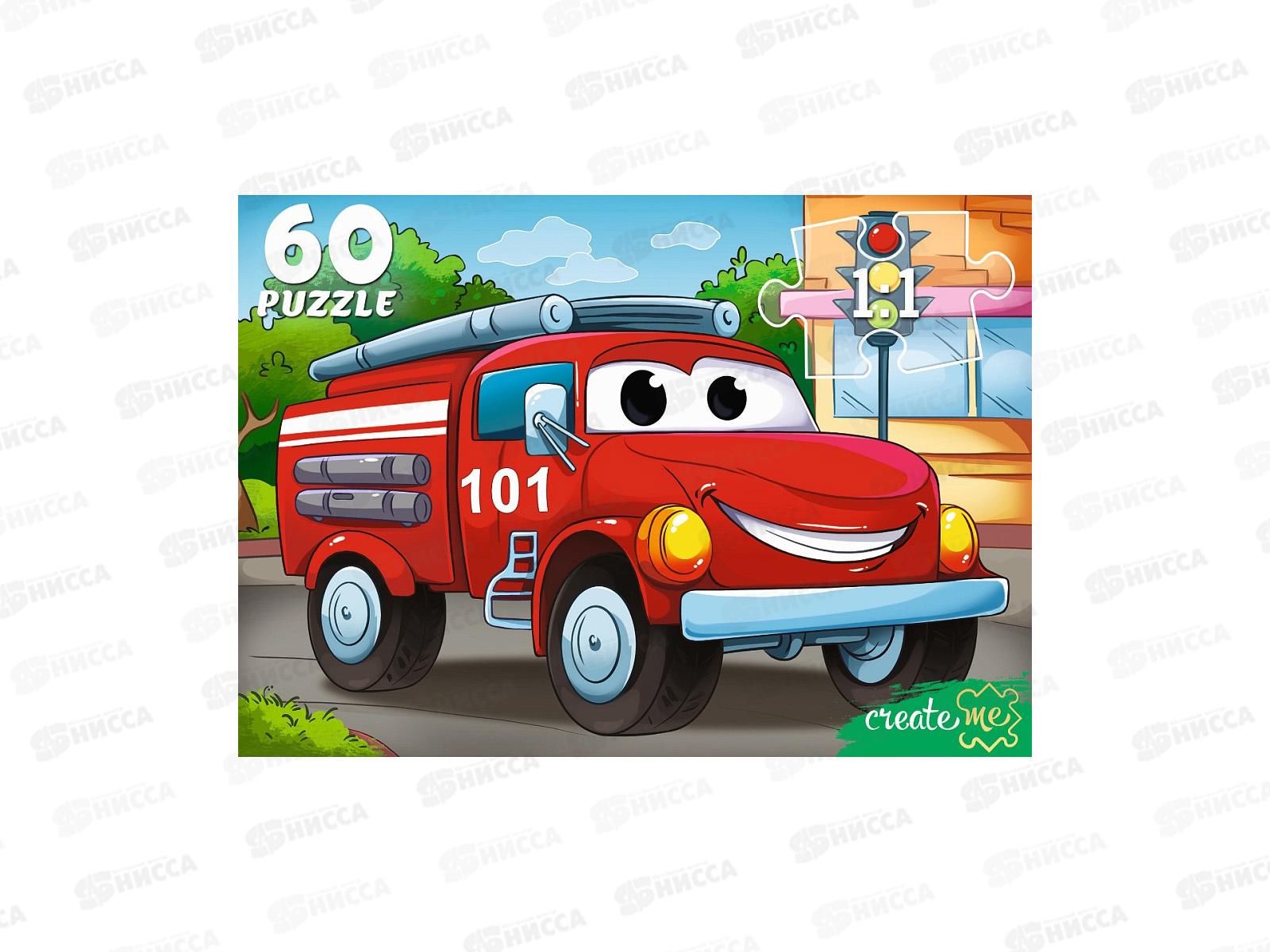 ПАЗЛ 60 элементов Пожарная машинка, У60-7215 *40