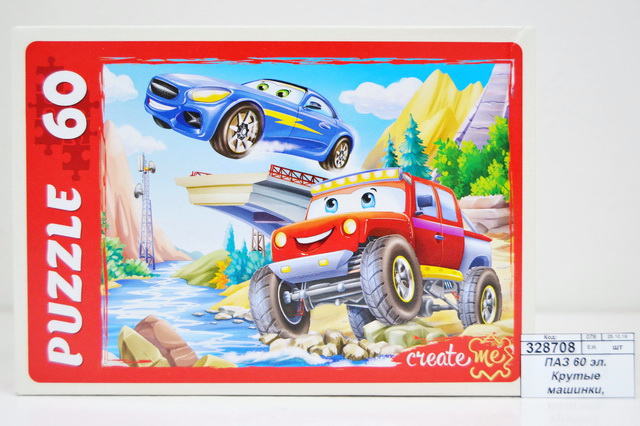 ПАЗЛ 60 элементов Крутые машинки, ПУ60-0415 *40