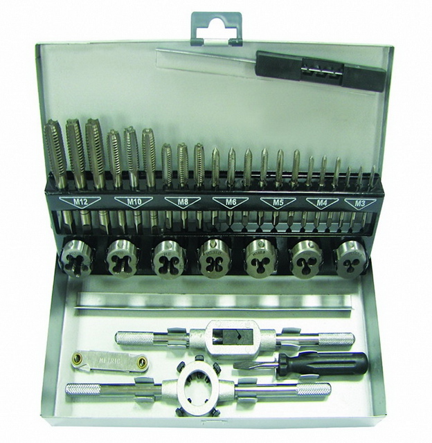 Набор метчиков и плашек 32 предмета (М3/М4/М5/М6/М8/М10/М12), 90221 *8/16