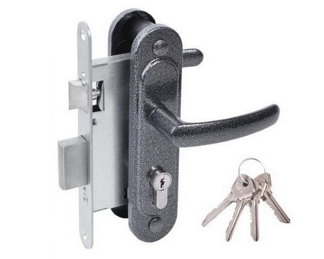 Замок врезной 3В7 02 цилиндровый 2 ключа серебро Омега