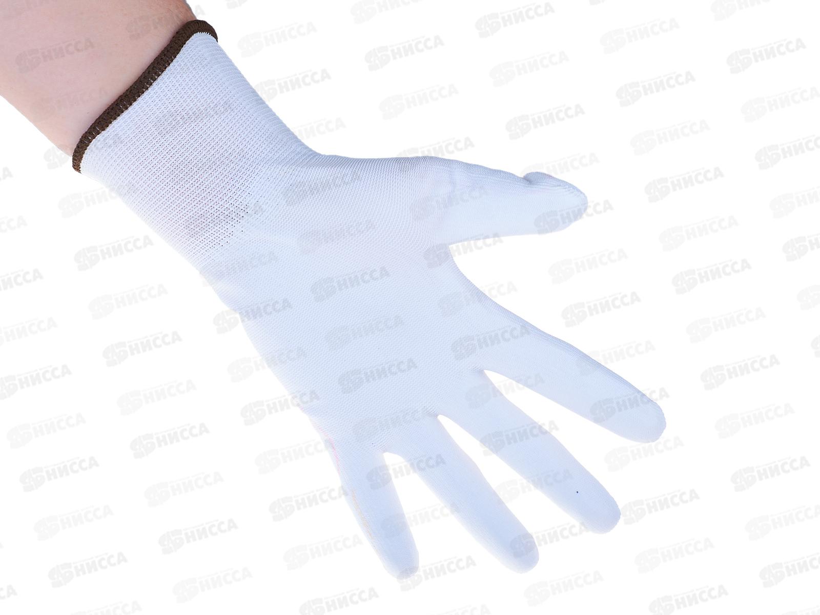Перчатки нейлоновые с полиуретанным покрытием р9 белые  Э*12