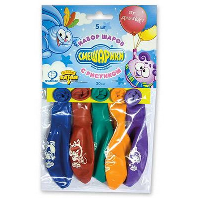Набор шаров с рисунком Смешарики 30см, 5шт, 1111-0800