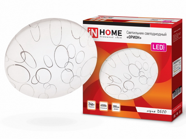 Светильник светодиодный  inHOME DECO ОРИОН 24Вт 2160Лм 330*55мм 6500K  *12