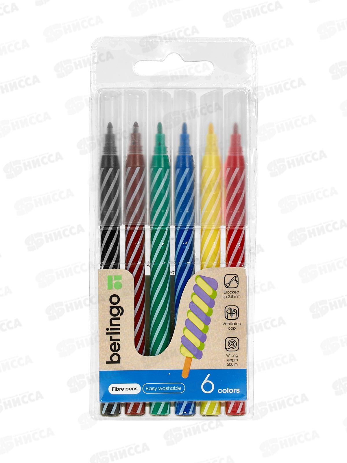 Фломастеры 6 цветов Berlingo SuperTwist, смывающиеся WP_03006*24/480