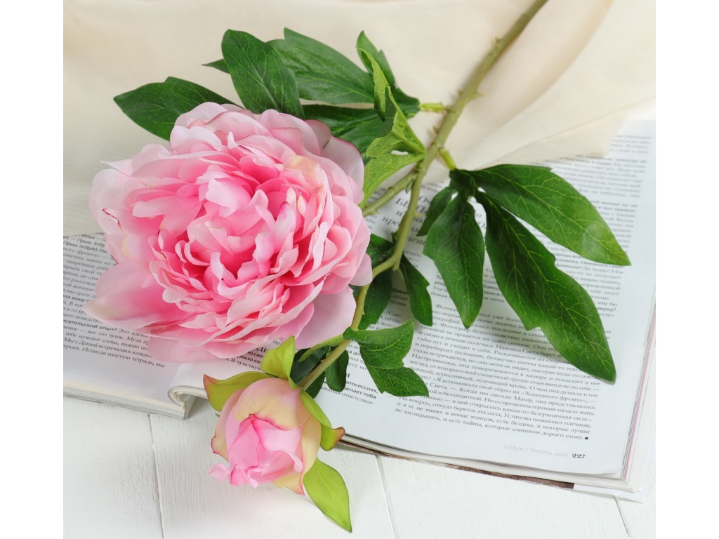 Цветы искусственные 60см Пион дуо розовый 4142874