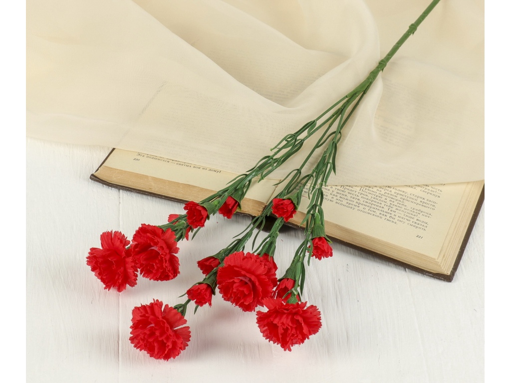 Цветы искусственные 60см Гвоздика кустовая красная 296366 *10