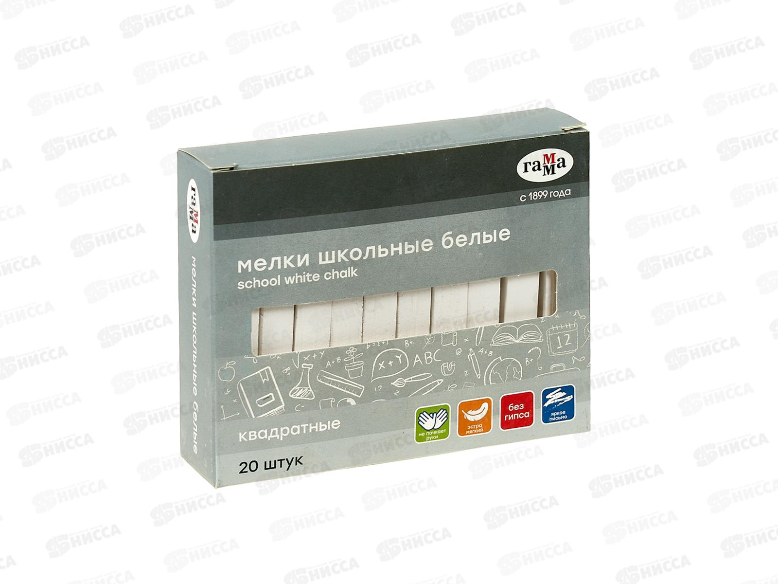 Мел Гамма 20 штук белый квадратная форма картонная коробка 2308195 *36