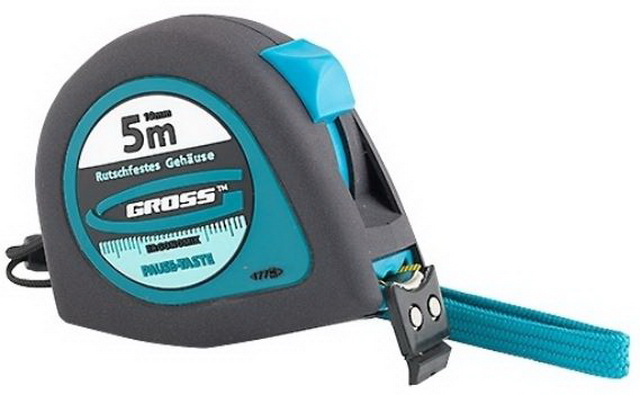 Рулетка 5м*19мм Gross &quotErgonomisch&quot магнитная обрезиненная зацепка 31102