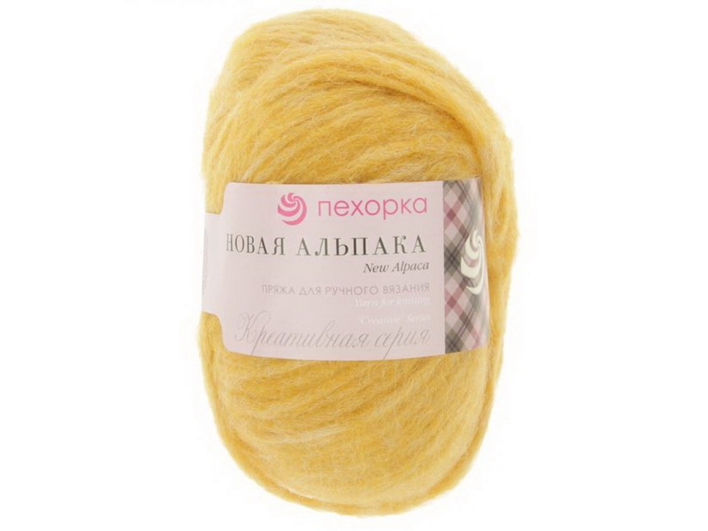 Пряжа Новая Альпака горчица альпака, акрил, полиамид 50гр 150м 447