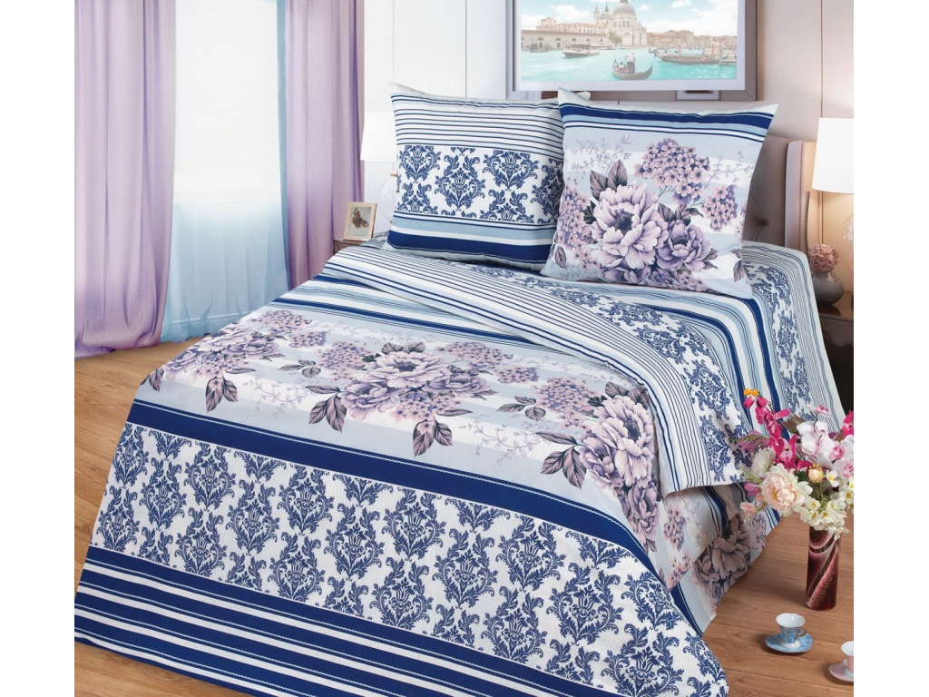 Комплект Постельного Белья  2 спальный 215*175 бязь набивная ,плотность 125 Флер