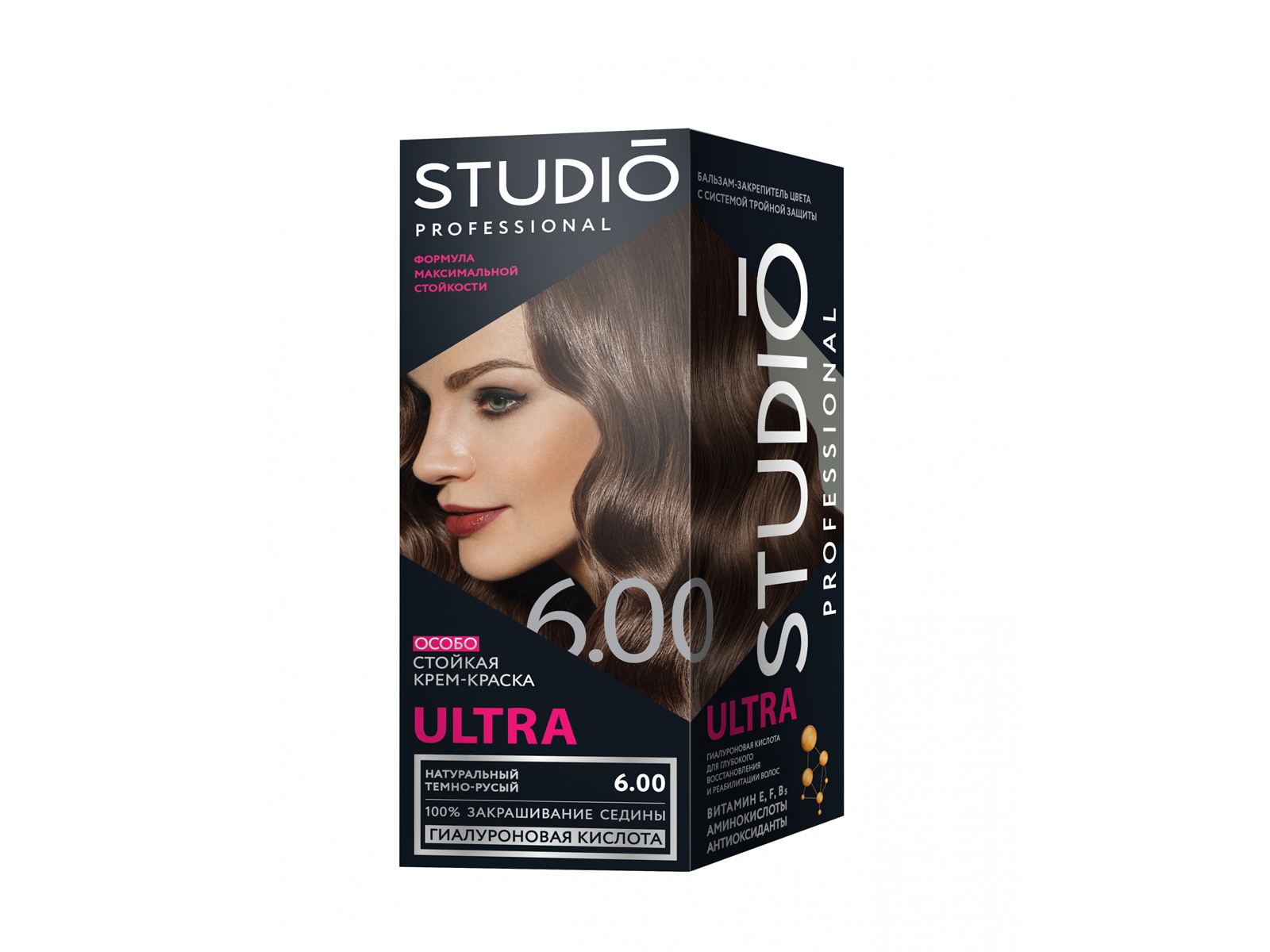 STUDIO краска для седых волос 6,00 натуральный темно-русый 50/50/15мл *6
