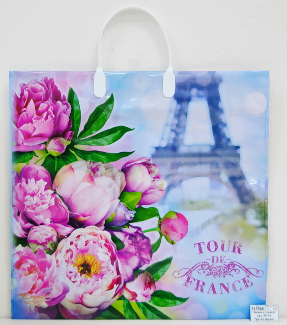 Пакет с пластиковой ручкой 38*35 Тур-де-Франс *10/100