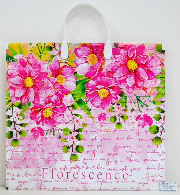 Пакет с пластиковой ручкой 37*34 Цветение 80мкр *10/100