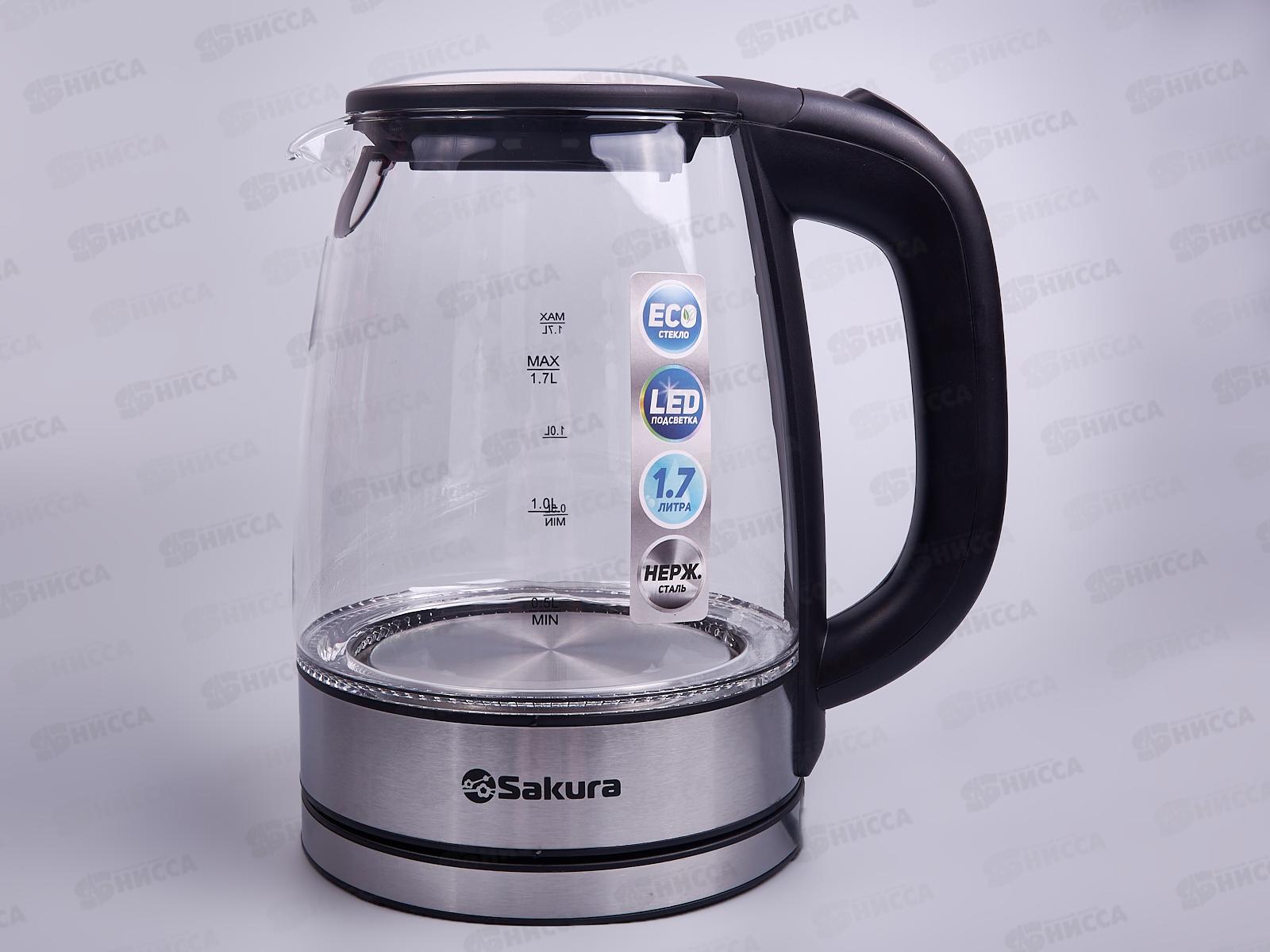 Чайник электрический SA-2725ВК (1,7) стеклянный подсветка