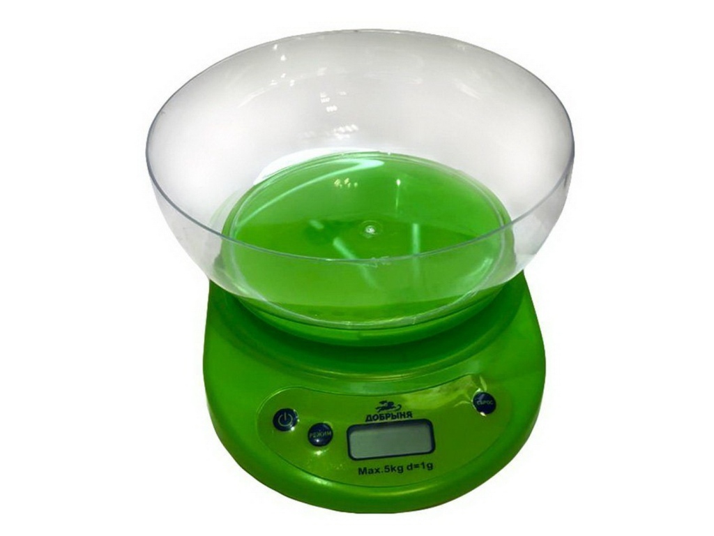 Весы кухонные DO-3009 с чашей 5кг. зел.Добрыня