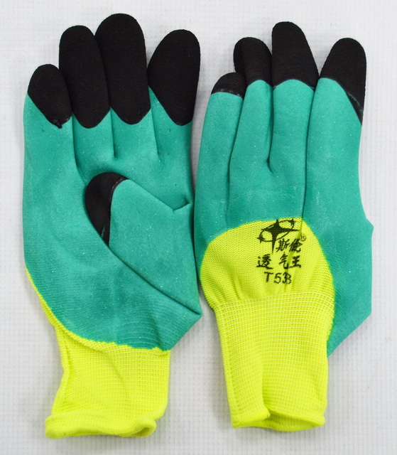 Перчатки нейлоновые №10 желто/зеленые №109  *12/720