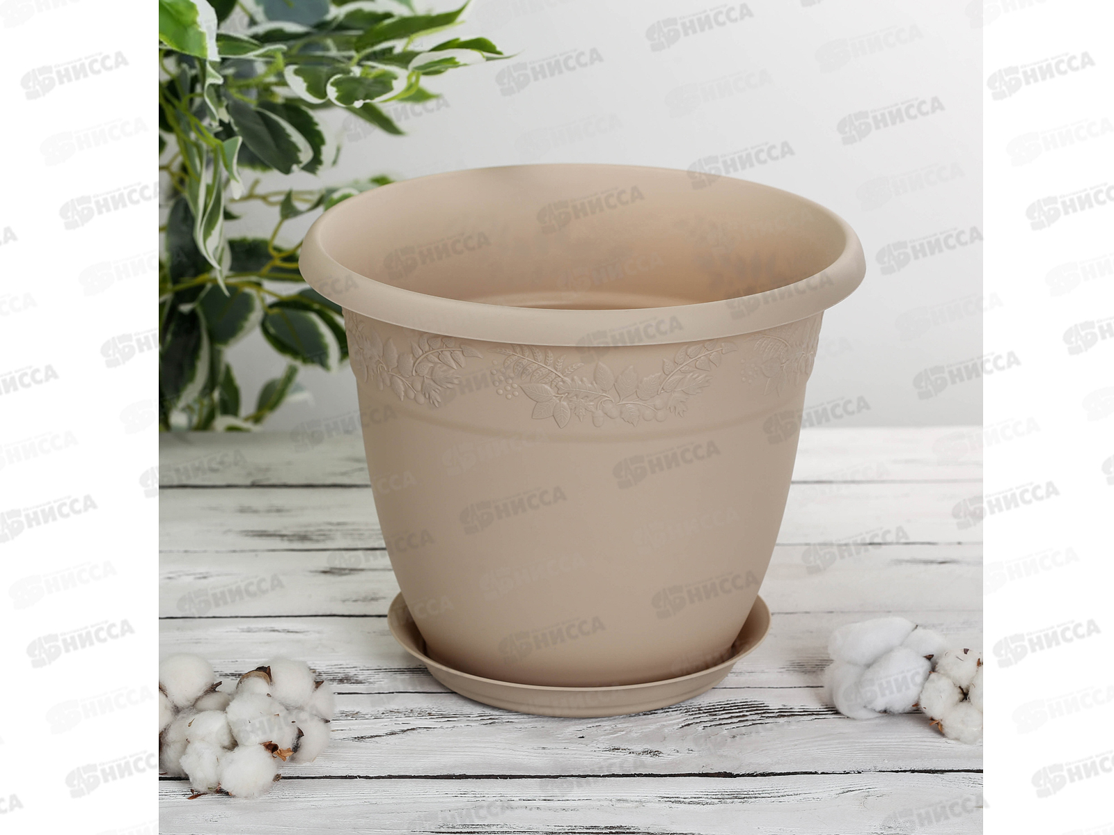 Кашпо РЯБИНА D350мм 14,7л с поддоном Латте М3059 *10