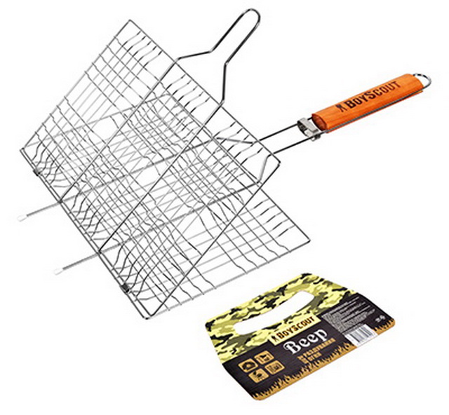 Решетка-гриль BOYSCOUT для 6 порций блюд 54(+5)х22х2,5см+веер  *12