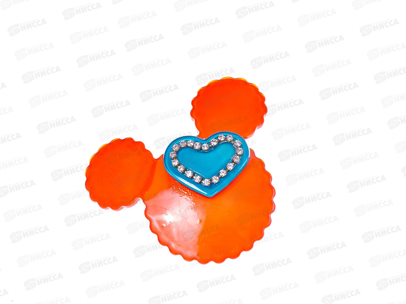 Заколка Тик-так Мишка с сердцем (057137)  *10  Ж