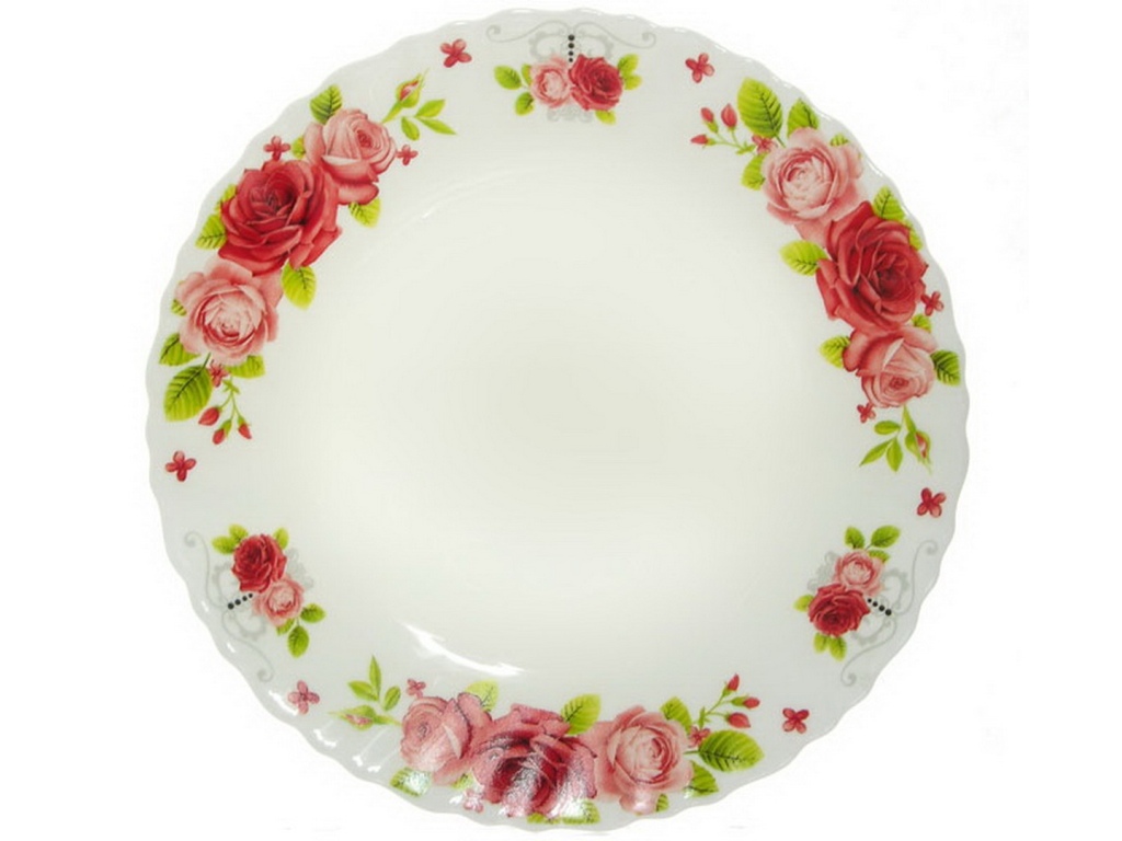 Тарелка мелкая,волнистый край, 19см Алые розы 1039012