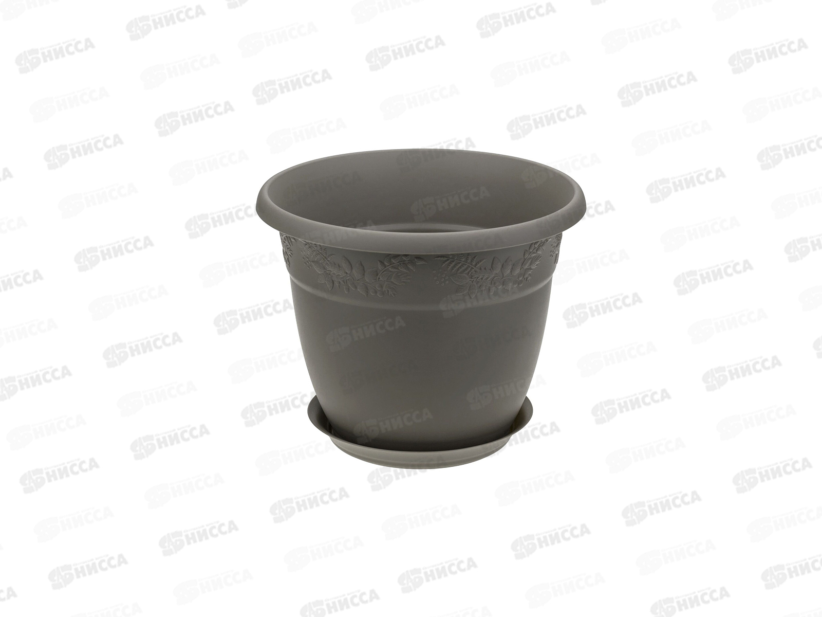 Кашпо РЯБИНА D350мм 14,7л с поддоном Французский серый М3059