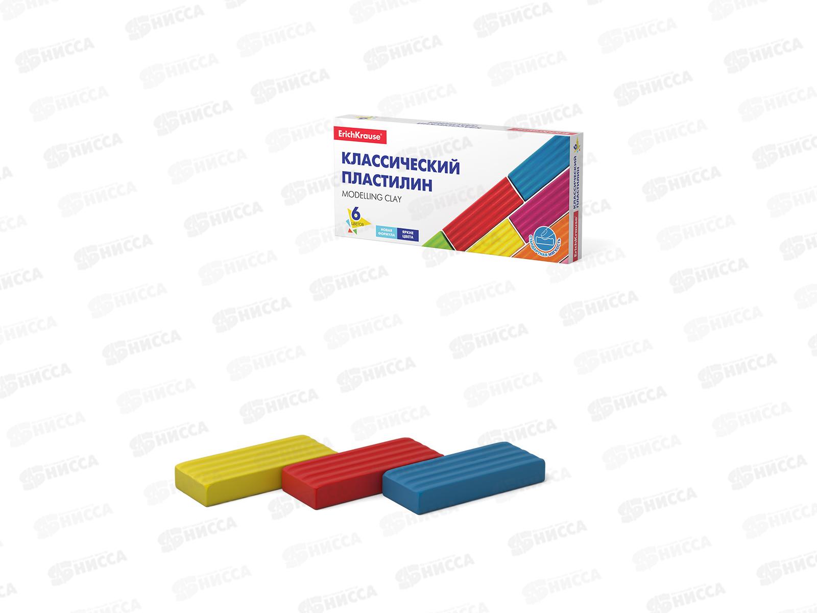 Пластилин 6цветов 96г ЕК, со стеком, 50557 *9/54