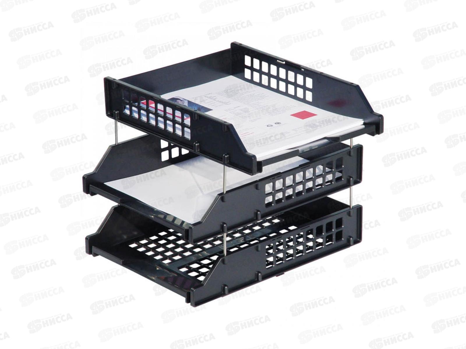 Лоток горизонтальный СТАММ набор 3шт,Strong черный, ЛТ112/ЛТГ-63795 *4