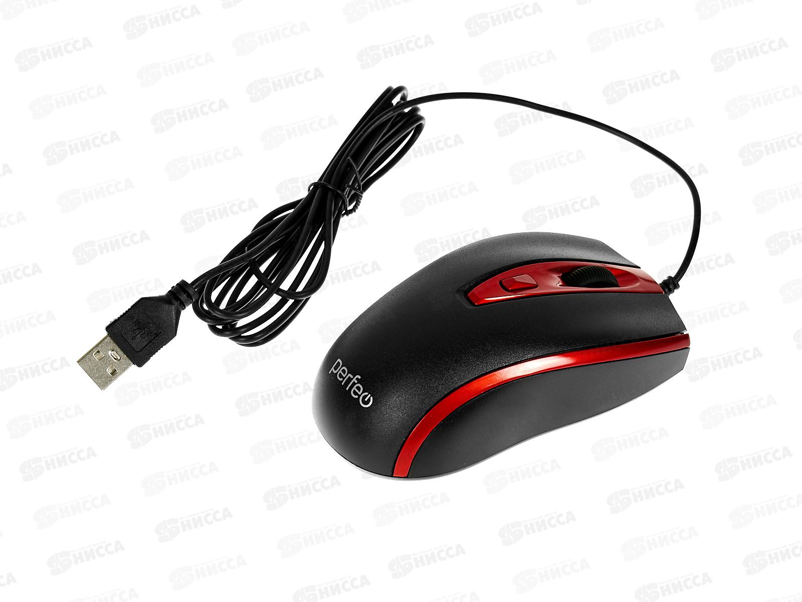 Мышь Perfeo оптическая, PROFIL, 4 кн, USB, чёрн-красн, 4928 (PF-383-OP-B/RD)