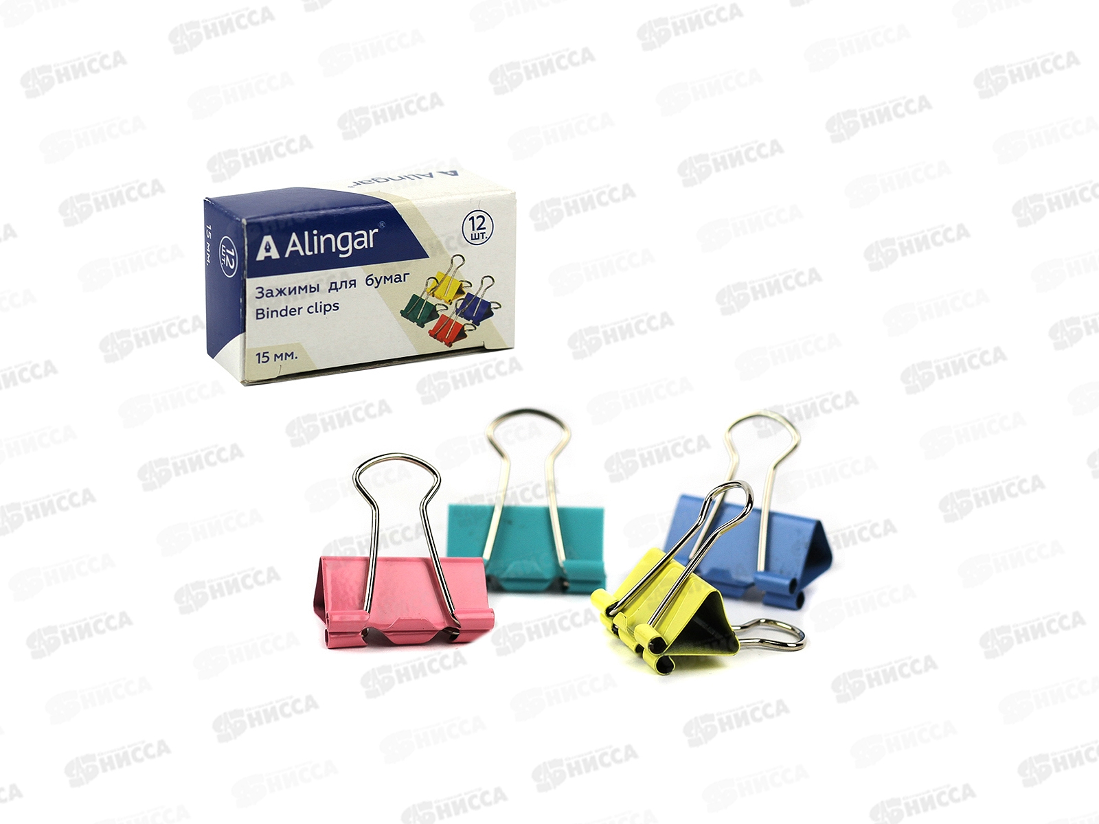 Зажим для бумаг 15мм 12шт Alingar, цветной, AL6777 *12