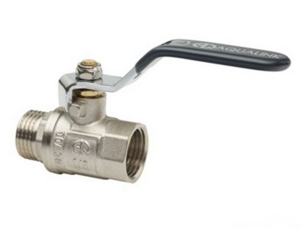 Кран шаровый FM 1/2 гайка-штуцер ручка, Aqualink, 01149  *10/120