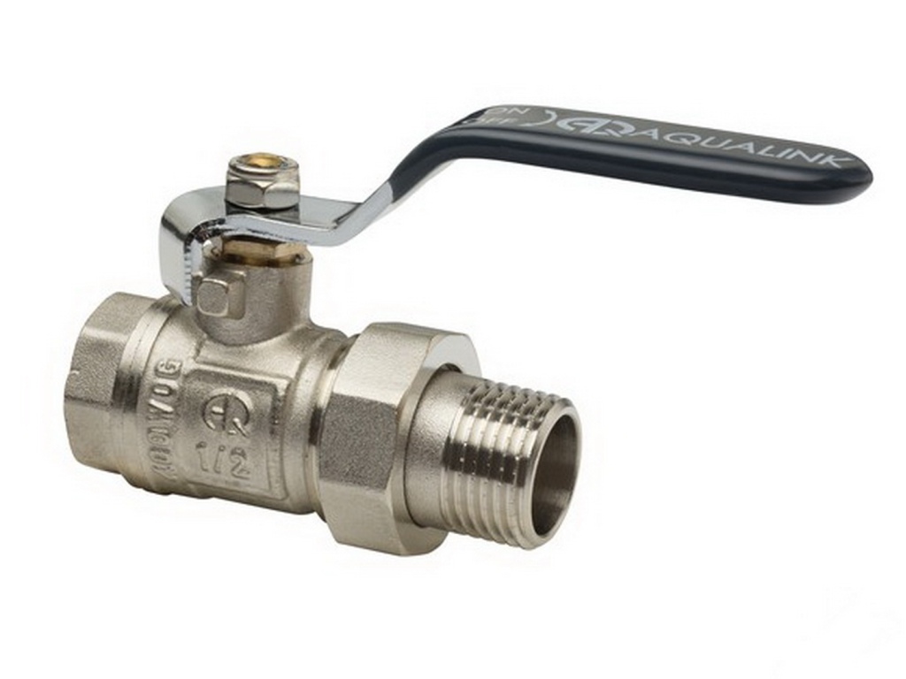 Кран шаровой со сгоном прямой FM 3/4 U гайка-штуцер ручка, Aqualink 01170 *5/60