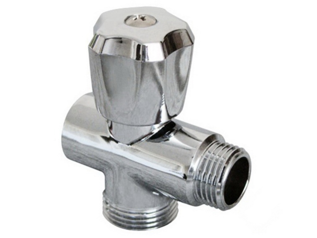 Вентиль трехпроходной FMM 1/2x1/2x3/4  гайка-штуцер-штуцер, 03968, Aqualink  *10/100