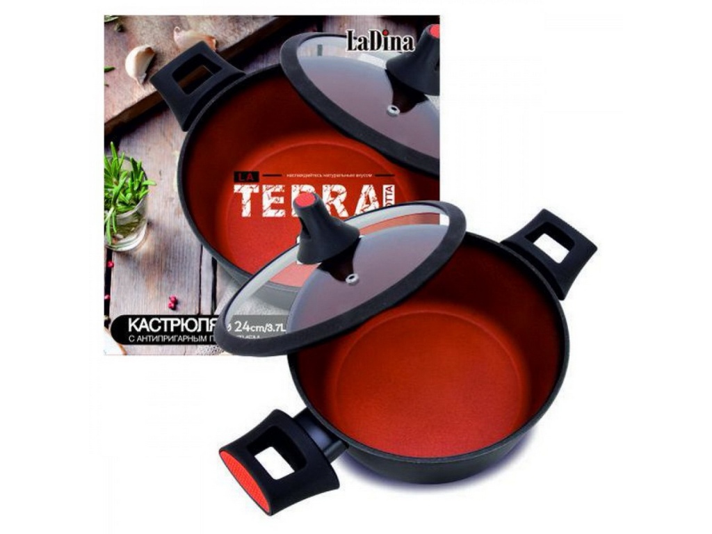 Кастрюля 3,7л Terracotta керамическое покрытие 51024 *6