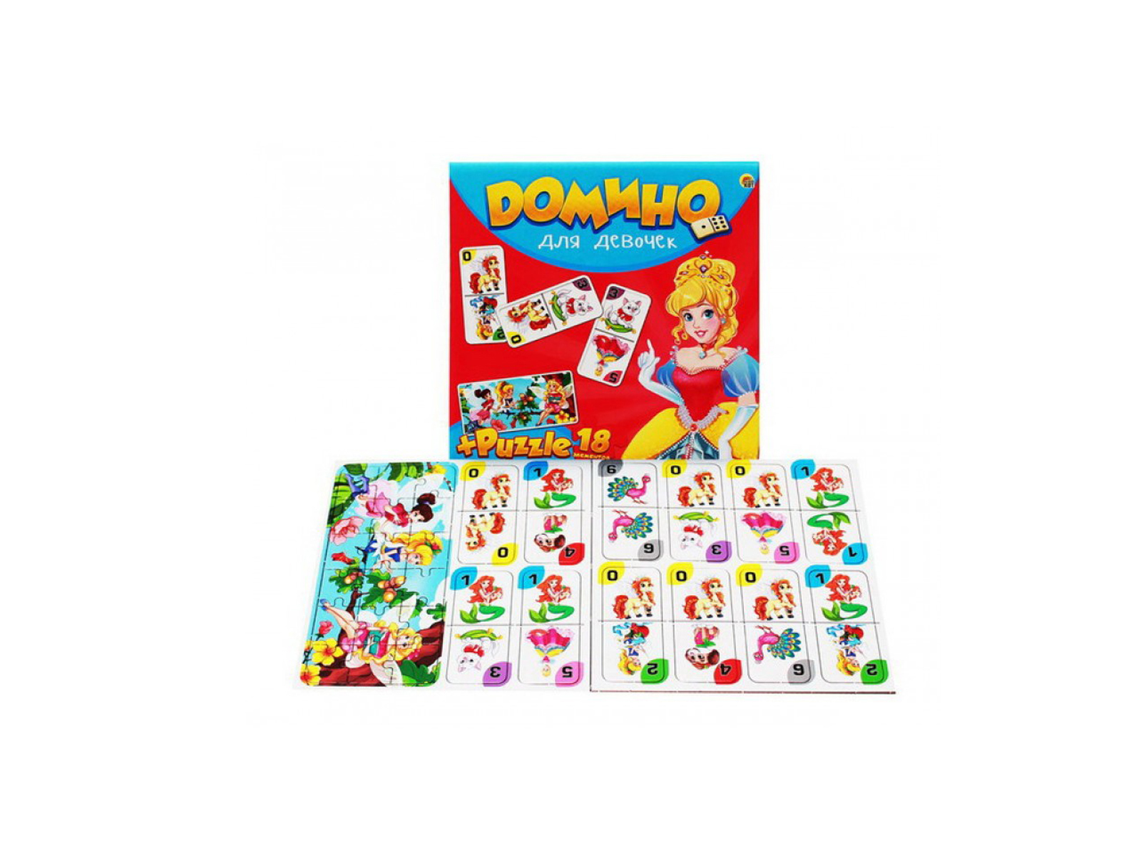 Домино + пазлы (18 элементов) Для девочек, ИН-6754  *20