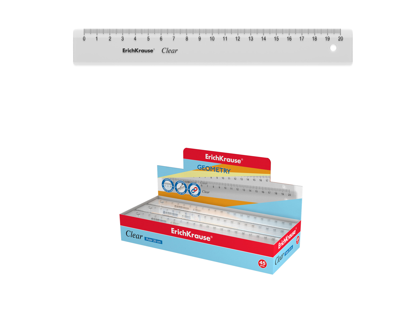 Линейка 20см EK Clear прозрачная 49499*45