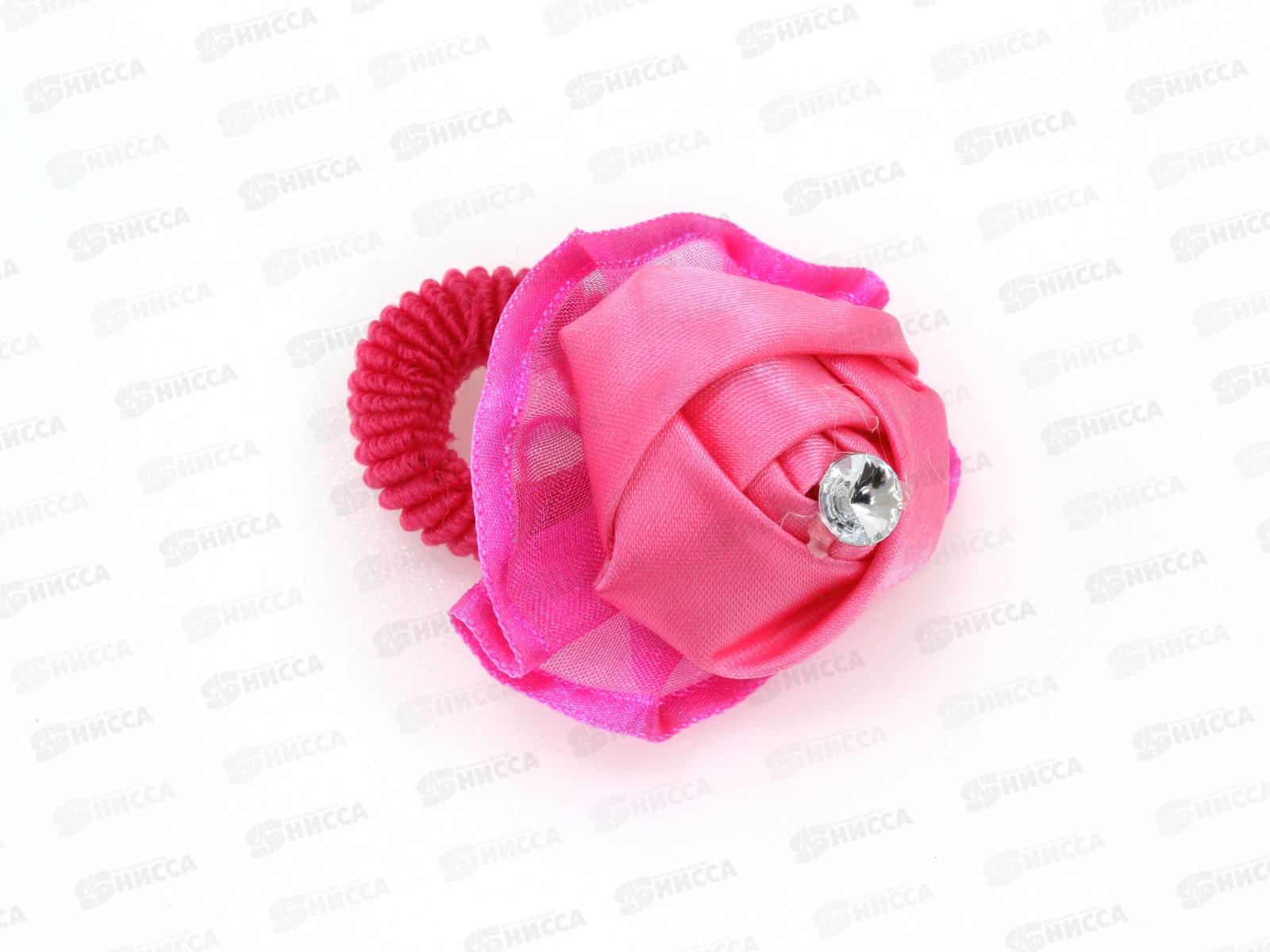 Резинка  для волос ГП706 &quotБольшой бутон розы со стразой&quot микс *20