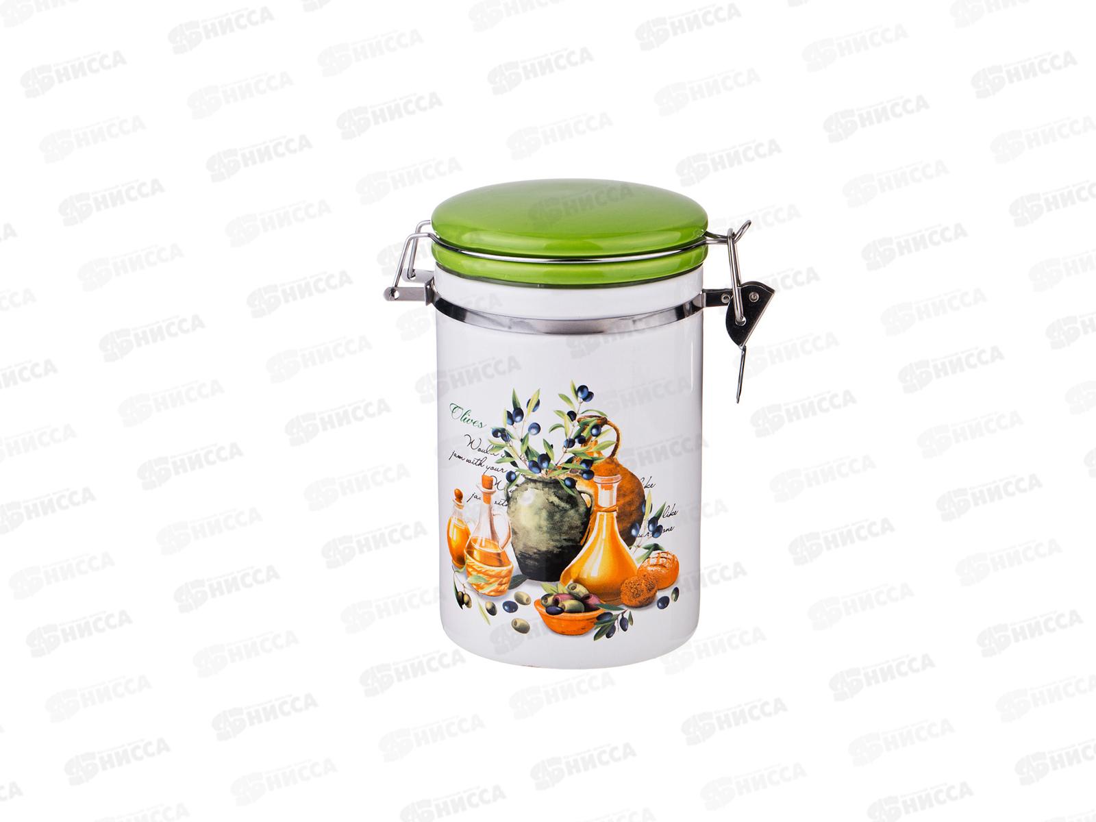 Банка для сыпучих продуктов с клипсой 750мл Греческая олива 230-209