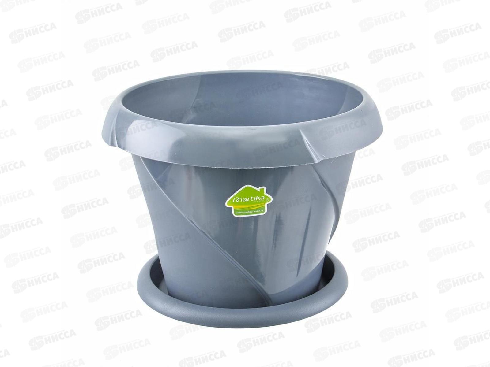 Кашпо &quotФлориана&quot 5,4л Д270 С387 серое с поддоном *8