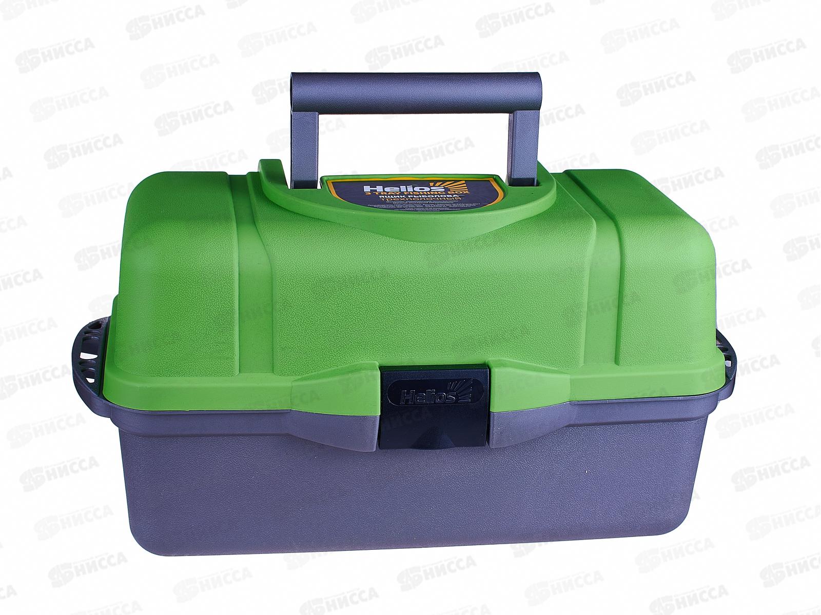 Ящик рыболова трехполочный Helios зеленый  81686
