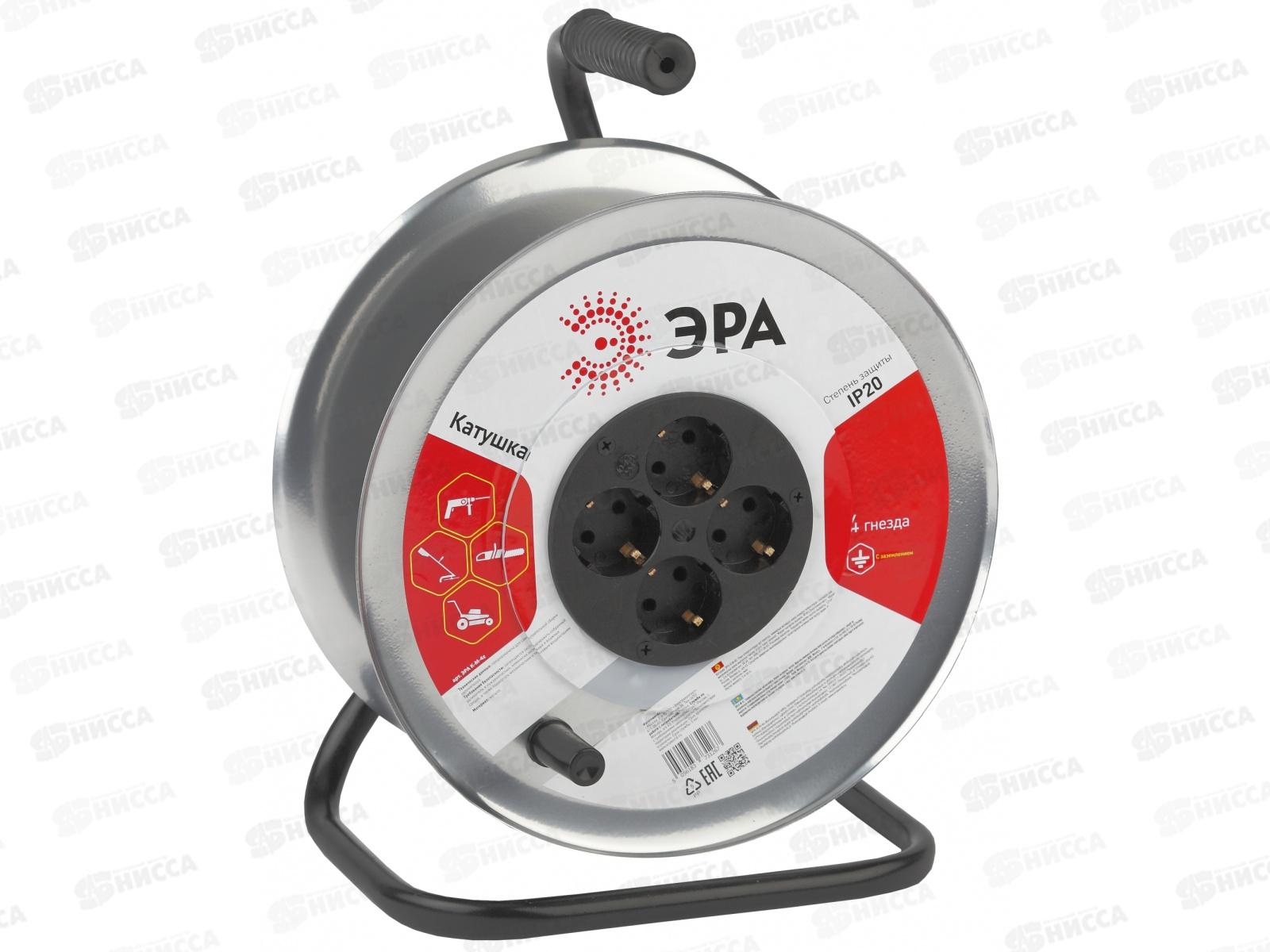 Катушка для удлинителя металлическая ЭРА с заземлением,  4гн., K-M-4z *2