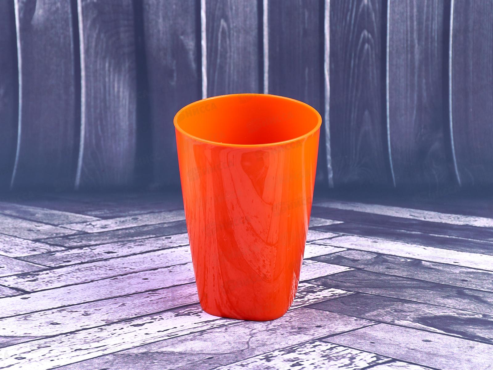 Стакан пластмассовый 380мл оранжевый *40  ИНТ