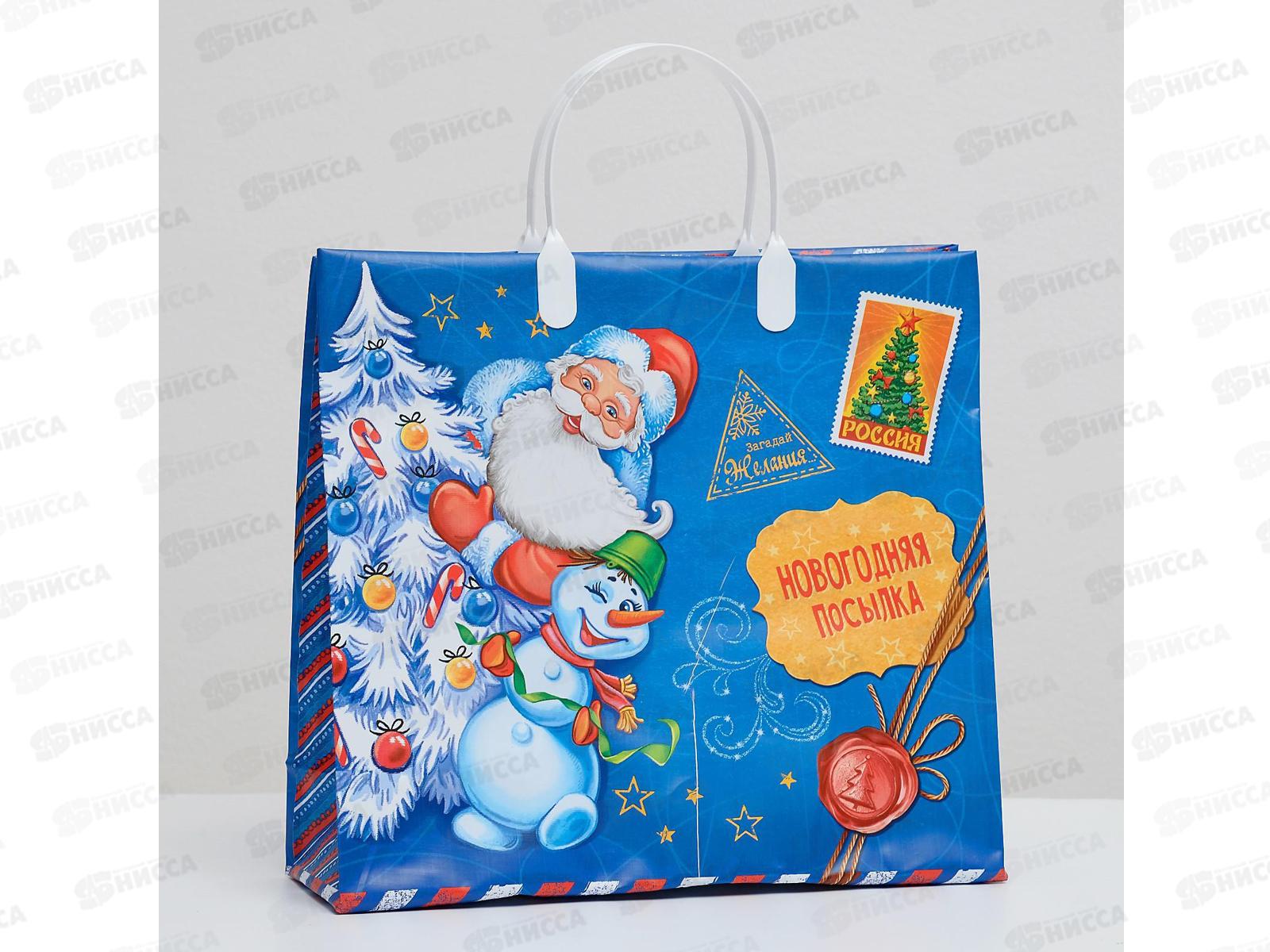 Сумочка пластик мягкий Новый Год 30*30 Северная бандероль *40