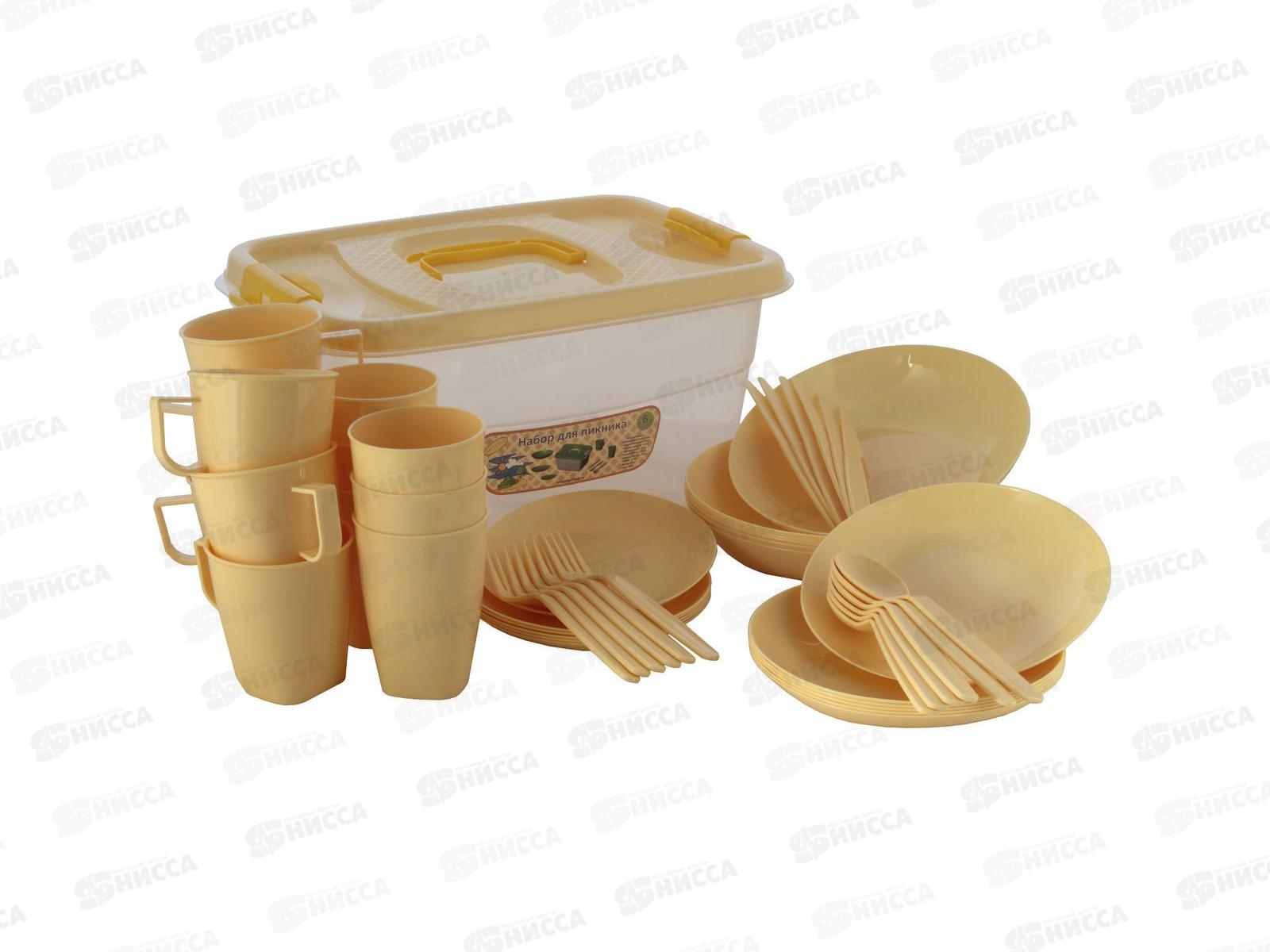 Набор для пикника 6 персон бежевый *3  ИНТ